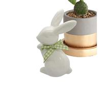 Generico Easter Bunny Ceramic Figurines-Modern Porcelain Rabbit Statues, Hand-Polished Spring Mantel Decor, Set Of 2 Geometric Bunny Sculptures For Wedding & Nursery | Matte White