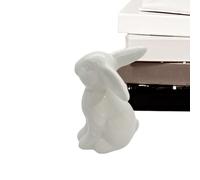 Generico Easter Bunny Ceramic Figurines-Modern Porcelain Rabbit Statues, Hand-Polished Spring Mantel Decor, Set Of 2 Geometric Bunny Sculptures For Wedding & Nursery | Matte White