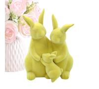 Generico Easter Bunny Flocking Figurines Set Rabbit Family Decorative Accent Soft Plush Tabletop Ornament Spring Celebration Home Indoor Desk Dining Shelf Mantel Entrance | for Holiday