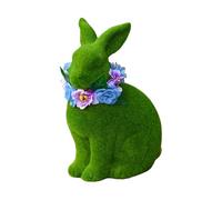 Generico Easter Bunny Statue, 3D Resin Decor Floral Wreath, Charming Garden Accent, Decorative Easter Bunny Figurine for Yard Lawn Porch Door Front Table Corner Indoor Spring Offices Room Desk