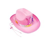 Generico Easter Cowgirl Hat - Bunny Cap 26x33x12cm, Pink Felt Accessory | Headwear Long Lasting Present, Festive Costume Apparel Outfit For Themed Birthday Parties Carnival Celebration