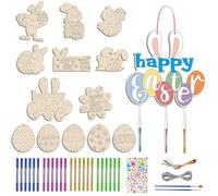 Generico Easter Crafts For Kids, DIY Blank Easter Bunny Crafts, Wood Bunny With Tool Kit For Art Supplies DIY Projects Boys Girls Family Party Favors Basket Stuffers Classroom Prizes Home School