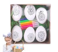 Generico Easter Egg Painting Kit - Arts and Crafts Egg Dye | 6x5cm Paintable Eggs with Color Brushes, Paint with Mixing Tray, Decorating Kit with Stencils, Easter Coloring for Seasonal Craft Projects