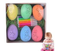 Generico Easter Egg Painting Kit - Arts and Crafts Egg Dye | 6x5cm Paintable Eggs with Color Brushes, Paint with Mixing Tray, Decorating Kit with Stencils, Easter Coloring for Seasonal Craft Projects
