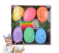 Generico Easter Egg Painting Kit - Arts and Crafts Egg Dye | 6x5cm Paintable Eggs with Color Brushes, Paint with Mixing Tray, Decorating Kit with Stencils, Easter Coloring for Seasonal Craft Projects