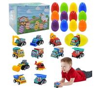 Generico Easter Egg Toys, Pull Back Car Set, Fun Cartoon Vehicle, 5.91x5.91x4.33 inches Prefilled Surprise Eggs, Exciting Toddler Playset (12 Pack), Easter Egg Hunt Gift
