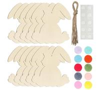 Generico Easter Front Door Decor - 3.94 inch Wooden Hanging Ornaments | Wood Craft Decorations - Unfinished DIY Decor Set with Ropes Balls & Tags for Doors Shelves Trees & Festive Home Styling