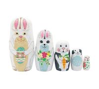 Genérico Easter Russian Nesting Dolls - 5 pezzi Easter Bunny Nested Decor, Traditional Russian Nesting Dolls, For Home Living Room Playroom Spring Birthday Christmas Kids