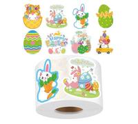 Generico Easter Stickers, 500 Piece Spring Self-Adhesive Craft Sticker Roll | 8 Designs, 0.59-1.18in Waterproof Paper Decals for Scrapbooks, Cards, Bottles, Laptops, Phone Cases & Party Decorations