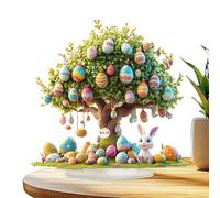 Generico Easter Table Decorations - Rabbit Egg Tree Desktop Ornament | 2D Acrylic Colorful Eggs Tree Bunny Decor for Home, Tabletop, Holiday Display