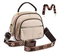 Generico Eastward Crossbody Bag, with Two Adjustable Shoulder Straps, Mutiple Compartments Leather Crossbody Bag (Khaki)