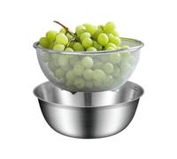 Generico Edelstahl Küchensieb-Set - 2-teilig: Reissieb & Waschschüssel - Rostfrei & Langlebig - Multifunktional als Abtropfsieb, Salatschüssel oder Obstbehälter - Leicht zu reinigen - 19cm / 22cm