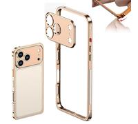 Generico Edgepatrol Metal Case, Metal for Iphone 17 Pro Max Case, Ultra-Thin Metals Frame Heat Dissipation Cases with Lens Protector for Iphone 17 16 15 13 14 12 Pro Max (16promax,Gold)
