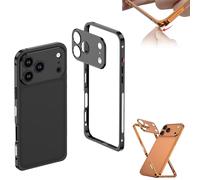 Generico Edgepatrol Metal Case, Metal for Iphone 17 Pro Max Case, Ultra-Thin Metals Frame Heat Dissipation Cases with Lens Protector for Iphone 17 16 15 13 14 12 Pro Max (14promax,Black)