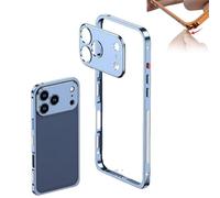 Generico Edgepatrol Metal Case, Metal for Iphone 17 Pro Max Case, Ultra-Thin Metals Frame Heat Dissipation Cases with Lens Protector for Iphone 17 16 15 13 14 12 Pro Max (14plus,Blue)