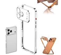 Generico Edgepatrol Metal Case, Metal for Iphone 17 Pro Max Case, Ultra-Thin Metals Frame Heat Dissipation Cases with Lens Protector for Iphone 17 16 15 13 14 12 Pro Max (14,Silver)