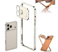 Generico Edgepatrol Metal Case, Metal for Iphone 17 Pro Max Case, Ultra-Thin Metals Frame Heat Dissipation Cases with Lens Protector for Iphone 17 16 15 13 14 12 Pro Max (16promax,Gray)