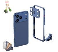 Generico Edgepatrol Pro Metal Case, Ultra-Thin Metal Frame Heat Dissipation Case with Lens Protector for Phone 17/16/15/14 Pro Max, Shockproof Phone Shell (for 16pro,Titanium Blue)