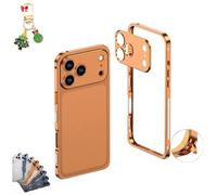 Generico Edgepatrol Pro Metal Case, Ultra-Thin Metal Frame Heat Dissipation Case with Lens Protector for Phone 17/16/15/14 Pro Max, Shockproof Phone Shell (for 15promax,Orange)