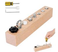 Generico Educational Screw-Tightening Busy Board, Activity Board with Wooden Screwdriver Set, Interactive Learning Tool for Hand-Eye Coordination & Focus Development (8-Hole)