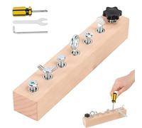 Generico Educational Screw-Tightening Busy Board, Activity Board with Wooden Screwdriver Set, Interactive Learning Tool for Hand-Eye Coordination & Focus Development (7-Hole)