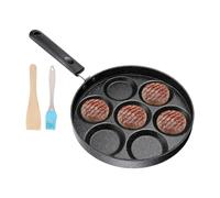 Generico Egg Frying Pan - 7-Cup Mini Pancake Pan With Spatula Brush | Egg Cooking Pan, Mini Pancake Maker, Nonstick Breakfast Pan For Eggs Omelets Meat Patties And Camping.