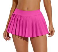 Generico Eisnnu Minigonna da Donna, Gonna a Pieghe Sexy da Donna，Elasticizzata, Ultra Corta,a Tinta Unita, per Cosplay, Cheerleader, Club e Feste(Rosso Rosa,XL)