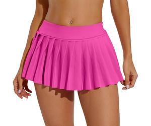 Generico Eisnnu Minigonna da Donna, Gonna a Pieghe Sexy da Donna，Elasticizzata, Ultra Corta,a Tinta Unita, per Cosplay, Cheerleader, Club e Feste(Rosso Rosa,M)