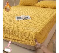 Generico Elastic Bed Sheets,Elastic Bed Cover Full/Queen/King Size,all-Inclusive Non-Slip Soft Bed Sheets Quilted,Velvet Fitted Plush Shaggy Bed Mattress Suitable for Single,Double And King-Size Beds