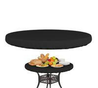 Generico Elastic Fit Cover, Round Tablecloth Protector Kit, Black Universal Size Cover with Secure Grip System, Waterproof Fabric Table Shield Design, Anti Slip Look, Patio Beach Dining Use