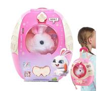 Generico Electric Bunny Toy, Realistic Plush Rabbit Backpack Pet, ABS Interactive Walking Talking Doll with Sounds, for Girls, Boys, on Birthdays, 17x16cm Size