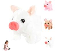 Generico Electric Pig Plush Realistic Toy, 2026 New Walking Pig Toy, Piglet That Walks, Wags Tail, Wiggles Nose, and Makes Oink Sounds for Kids (white)