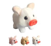 Generico Electric Pig Plush Realistic Toy, Interactive Crawling Piggy with Sound and Motion, Cute Funny Plush Stuffed Pigs Electronic Pet for Kids (White)