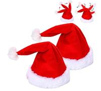Generico Electric Singing Dancing Plush Christmas Santa Hat - with Ball Top, Red and White Musical Hat, Funny Party Supplies for New Year (2pcs)