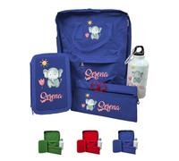 Generico Elefante Set completo Zaino Scuola Portapastelli Astuccio e Borraccia Personalizzati Con Nome Bambini Materna Elementari Asilo Medie Unisex Zainetto Bimbo Bimba Borsa Studenti Made in Italy