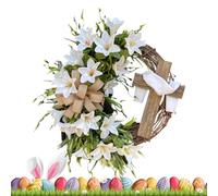 Generico Elegant Easter Wreath, White Lily Cross, 40x40x8cm Front Door Decor with Floral Accent, Lightweight Holiday Ornament, Spring Decoration with Charming Style, Home Display for Entryway Kitchen