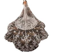 Generico Elegant Flower Shaped Cathedral Wedding Veil for Brides Face Cover and Comb - Luxurious White Bridal Accessory