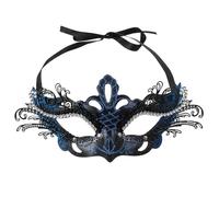 Generico Elegant Masquerade Mask - Iron Wire Half Face Mask with Rhinestones, Out Design for Women(Blue)