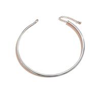 Generico Elegant Simple Chunky Circle Torques Necklace For Women Trendy Choker Collar On The Neck Accessories Female(Silver Color)