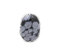 Generico Elegante anello di interfaccia ovale in pietra di cristallo for uomo e donna - Gioielli in stile europeo e americano(SnowflakeStone)