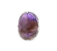 Generico Elegante anello di interfaccia ovale in pietra di cristallo for uomo e donna - Gioielli in stile europeo e americano(Amethyst)
