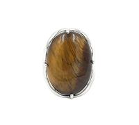 Generico Elegante anello di interfaccia ovale in pietra di cristallo for uomo e donna - Gioielli in stile europeo e americano(Tiger'sEye)