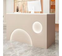 Generico Elegante bancone Reception con Illuminazione a LED Nascosta, Ampio bancone Anteriore per uffici e Aree di Attesa, bancone per Vendita al Dettaglio in Bianco e Crema, Design Moderno da 120 cm