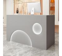 Generico Elegante bancone Reception Grigio Chiaro con Illuminazione a LED Nascosta, spazioso bancone Anteriore per Ufficio o Aree di Attesa, Elegante bancone per Vendita al Dettaglio (120 cm/47 polli