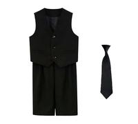 Generico Elegante Completo Bambino 2026 Due Pezzi con Gilet Pantaloni Casual Estivi Formali Papillon e Camicia Bottoni per Matrimoni Compleanni Servizi Fotografici (Black, 4-5 Years)