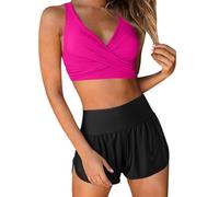 Generico Elegante da Bagno Tankini a Due Pezzi con Top e Slip Alti per Un Stiloso in Piscina