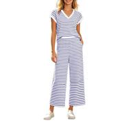 Generico elegante da donna due pezzi per vacanza tempo libero con design moderno a righe contrastanti ogni occasione (Sky Blue, S)