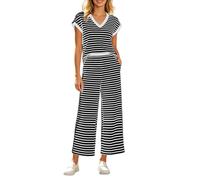 Generico elegante da donna due pezzi per vacanza tempo libero con design moderno a righe contrastanti ogni occasione (Dark Gray, XL)