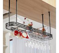 Generico Elegante e Moderno portabottiglie e portabicchieri - Supporto in Metallo da Parete/soffitto per casa, Bar, caffetteria - Contenitore Galleggiante salvaspazio per Bottiglie e Bicchieri