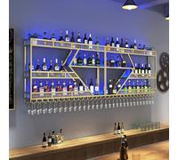 Generico Elegante e Moderno portabottiglie Galleggiante con Luce LED - Portabottiglie in Metallo e portabicchieri sospeso per Bar, Sale da Pranzo e cucine - Elegante Soluzione per l'esposizione del v